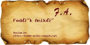 Fedák Anikó névjegykártya